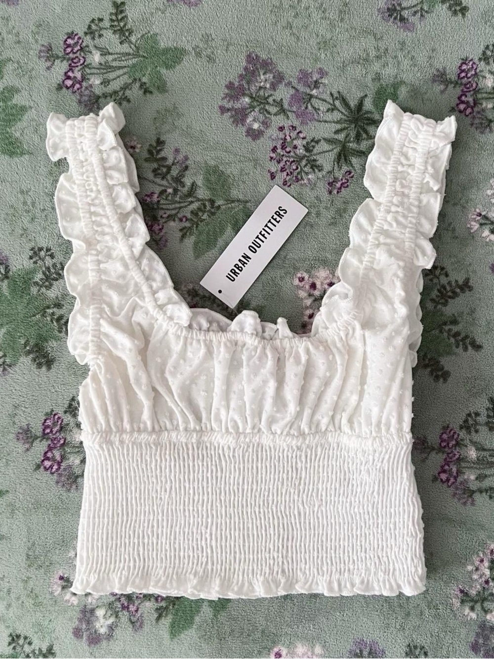 Urban Outfitters Rosie Smocked Tank Top Cropped Blouse 🤍